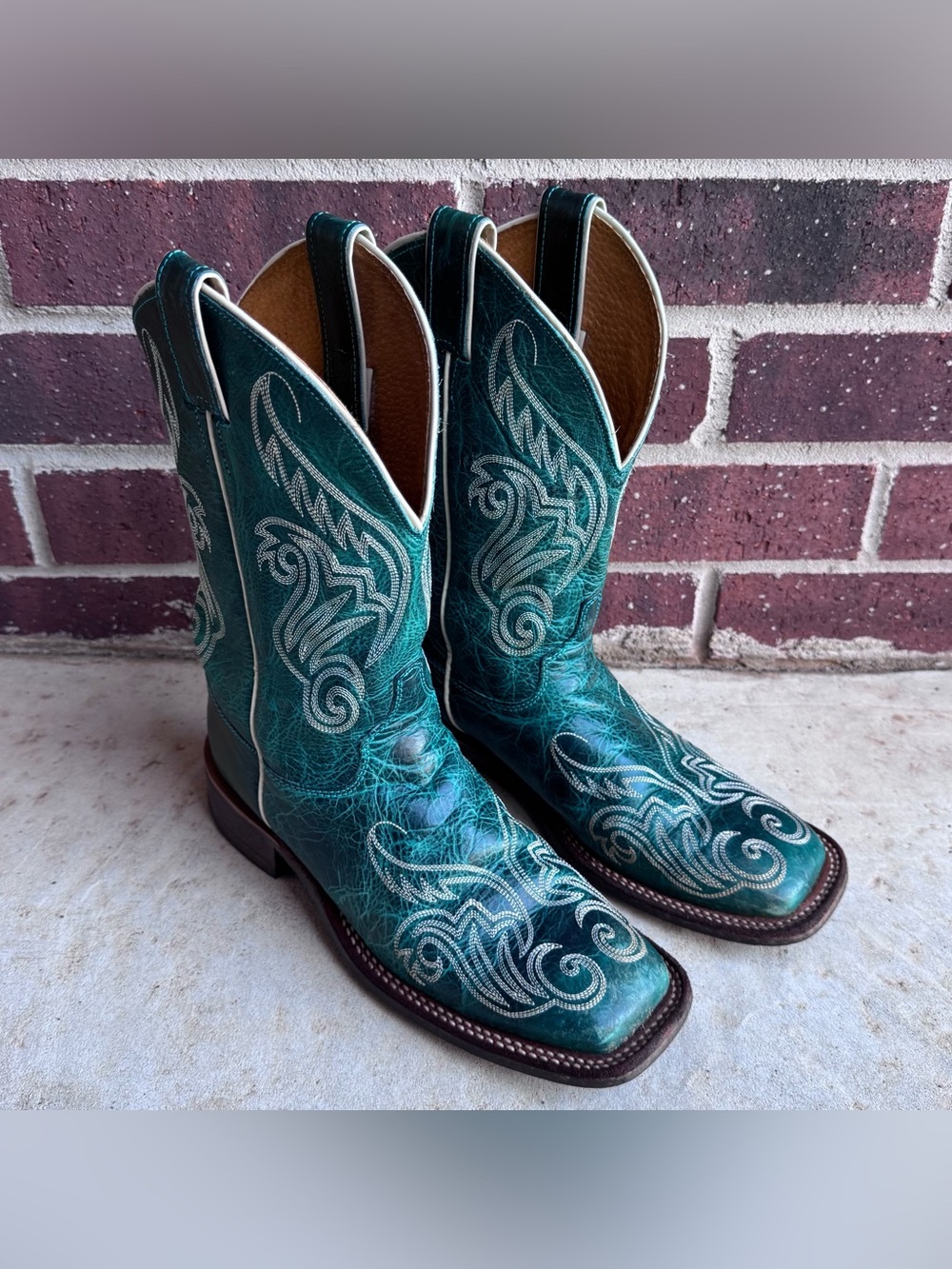 Justin Boots Teal Western Embroidered Cowboy Boots